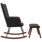 vidaXL Silla mecedora con reposapiés terciopelo y PVC gris oscuro vidaXL Silla mecedora con reposapiés terciopelo y PVC gris oscuro