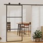 vidaXL Puerta corredera con herrajes ESG vidrio y aluminio 90x205 cm vidaXL Puerta corredera con herrajes ESG vidrio y aluminio 90x205 cm