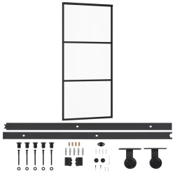 vidaXL Puerta corredera con herrajes ESG vidrio y aluminio 90x205 cm
