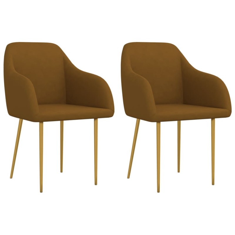 vidaXL Sillas de comedor 2 unidades terciopelo marrón vidaXL Sillas de comedor 2 unidades terciopelo marrón