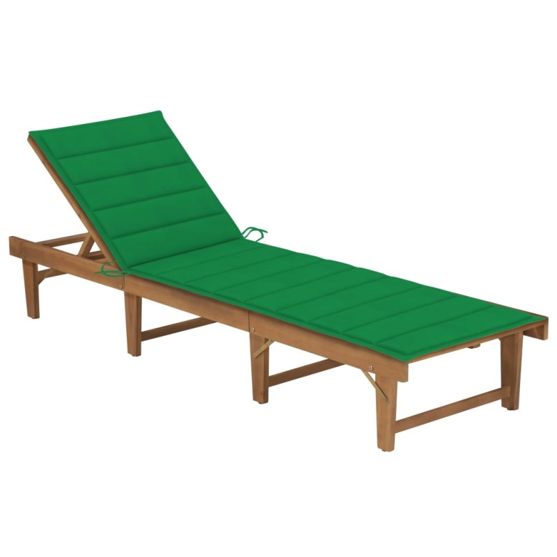 vidaXL Tumbona plegable con cojín madera maciza de acacia vidaXL Tumbona plegable con cojín madera maciza de acacia