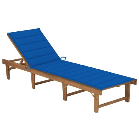 vidaXL Tumbona plegable con cojín madera maciza de acacia 