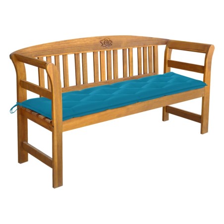 vidaXL Banco de jardín con cojín madera maciza de acacia 157 cm