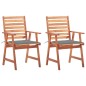 vidaXL Sillas comedor de jardín y cojines 2 uds madera maciza acacia vidaXL Sillas comedor de jardín y cojines 2 uds madera maciza acacia