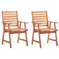 vidaXL Sillas comedor de jardín y cojines 2 uds madera maciza acacia