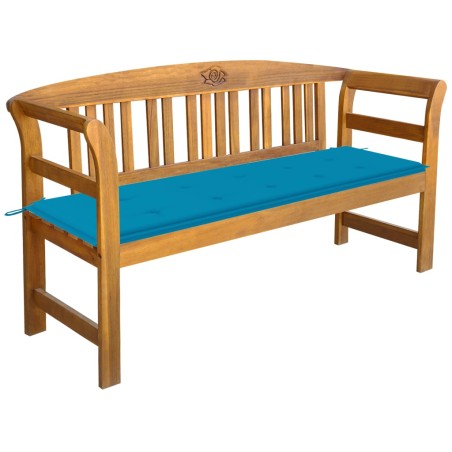 vidaXL Banco de jardín con cojín madera maciza de acacia 157 cm