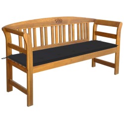 vidaXL Banco de jardín con cojín madera maciza de acacia 157 cm