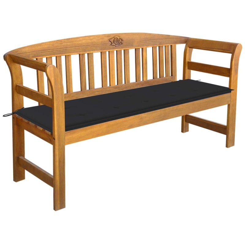 vidaXL Banco de jardín con cojín madera maciza de acacia 157 cm vidaXL Banco de jardín con cojín madera maciza de acacia 157 cm