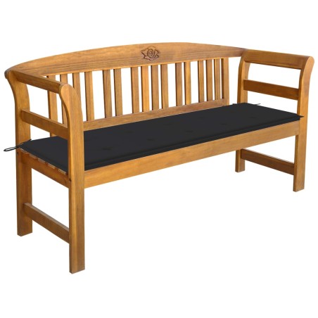 vidaXL Banco de jardín con cojín madera maciza de acacia 157 cm
