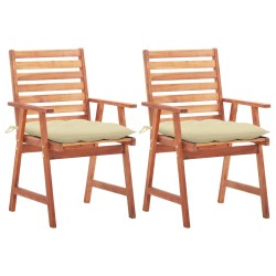 vidaXL Sillas comedor de jardín 2 uds madera maciza acacia y cojines