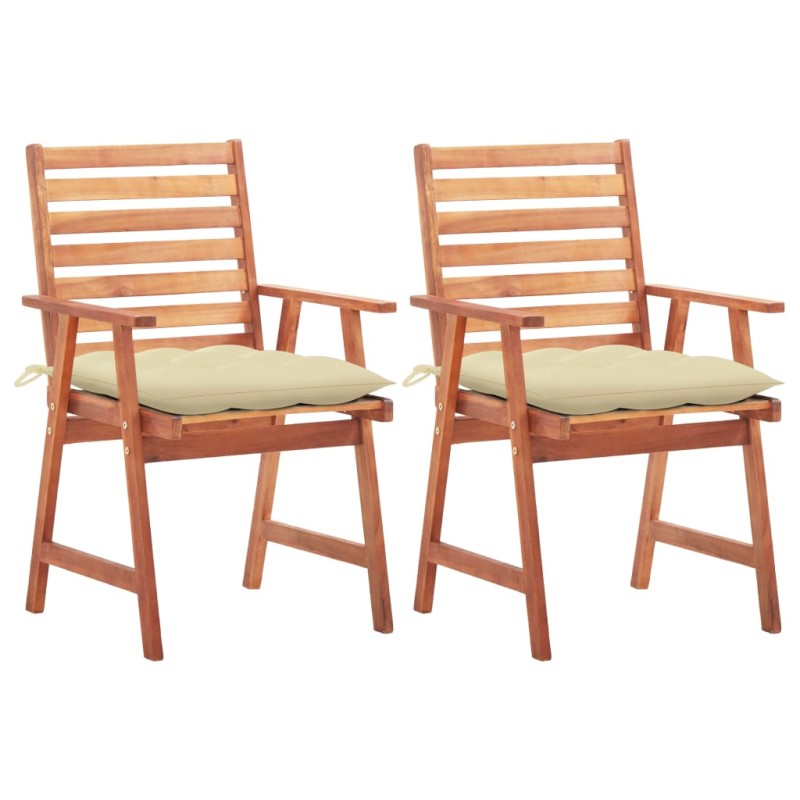 vidaXL Sillas comedor de jardín 2 uds madera maciza acacia y cojines vidaXL Sillas comedor de jardín 2 uds madera maciza acacia y cojines