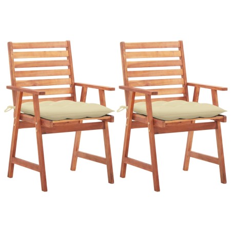 vidaXL Sillas comedor de jardín 2 uds madera maciza acacia y cojines