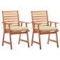 vidaXL Sillas comedor de jardín 2 uds madera maciza acacia y cojines vidaXL Sillas comedor de jardín 2 uds madera maciza acacia y cojines