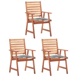 vidaXL Sillas comedor de jardín 3 uds madera maciza acacia y cojines