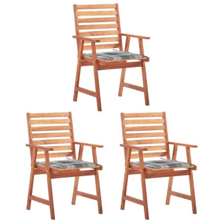 vidaXL Sillas comedor de jardín 3 uds madera maciza acacia y cojines