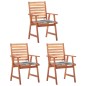 vidaXL Sillas comedor de jardín 3 uds madera maciza acacia y cojines vidaXL Sillas comedor de jardín 3 uds madera maciza acacia y cojines