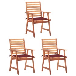 vidaXL Sillas comedor de jardín 3 uds madera maciza acacia y cojines
