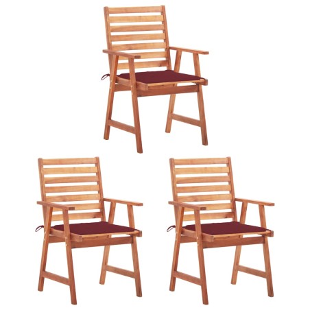 vidaXL Sillas comedor de jardín 3 uds madera maciza acacia y cojines
