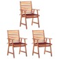vidaXL Sillas comedor de jardín 3 uds madera maciza acacia y cojines