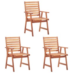 vidaXL Sillas comedor de jardín 3 uds madera maciza acacia y cojines