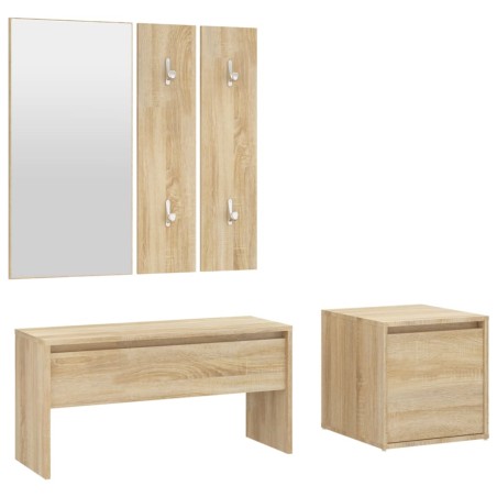 vidaXL Set de muebles de recibidor madera contrachapada color roble