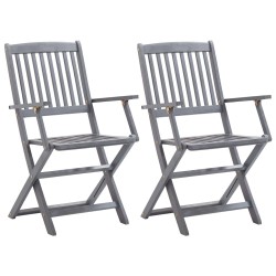 vidaXL Sillas de jardín plegables 2 uds cojines madera maciza acacia