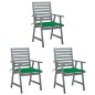 vidaXL Sillas comedor de jardín 3 uds madera maciza acacia y cojines vidaXL Sillas comedor de jardín 3 uds madera maciza acacia y cojines