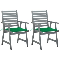 vidaXL Sillas de comedor jardín 2 uds madera maciza acacia con cojines