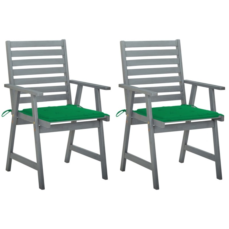 vidaXL Sillas de comedor jardín 2 uds madera maciza acacia con cojines
