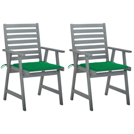 vidaXL Sillas de comedor jardín 2 uds madera maciza acacia con cojines