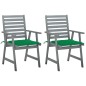 vidaXL Sillas de comedor jardín 2 uds madera maciza acacia con cojines