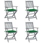 vidaXL Sillas de jardín plegables 4 uds cojines madera maciza acacia vidaXL Sillas de jardín plegables 4 uds cojines madera maciza acacia