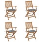 vidaXL Sillas de jardín plegables 4 uds y cojines madera maciza acacia vidaXL Sillas de jardín plegables 4 uds y cojines madera maciza acacia