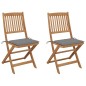 vidaXL Sillas de jardín plegables 2 uds y cojines madera maciza acacia vidaXL Sillas de jardín plegables 2 uds y cojines madera maciza acacia