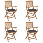 vidaXL Sillas de jardín plegables 4 uds y cojines madera maciza acacia vidaXL Sillas de jardín plegables 4 uds y cojines madera maciza acacia