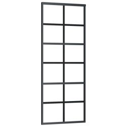 vidaXL Puerta corredera con herrajes ESG vidrio y aluminio 76x205 cm