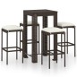 vidaXL Set de bar para jardín 5 pzas y cojines ratán sintético marrón vidaXL Set de bar para jardín 5 pzas y cojines ratán sintético marrón