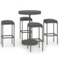 vidaXL Set muebles bar jardín 5 piezas y cojines ratán sintético gris vidaXL Set muebles bar jardín 5 piezas y cojines ratán sintético gris