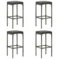 vidaXL Set muebles bar jardín 5 piezas y cojines ratán sintético gris vidaXL Set muebles bar jardín 5 piezas y cojines ratán sintético gris