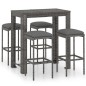 vidaXL Set muebles bar jardín 5 piezas y cojines ratán sintético gris vidaXL Set muebles bar jardín 5 piezas y cojines ratán sintético gris