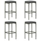 vidaXL Set muebles bar jardín 5 piezas y cojines ratán sintético gris vidaXL Set muebles bar jardín 5 piezas y cojines ratán sintético gris