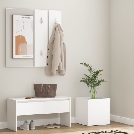 vidaXL Juego de muebles de recibidor madera contrachapada blanco