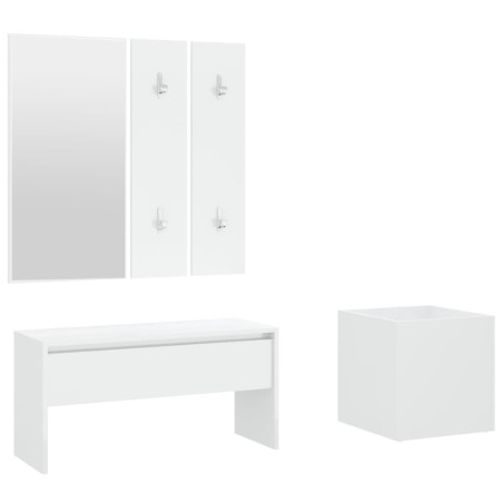 vidaXL Juego de muebles de recibidor madera contrachapada blanco