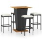 vidaXL Set de muebles de bar de jardín 5 pzas y cojines ratán PE negro vidaXL Set de muebles de bar de jardín 5 pzas y cojines ratán PE negro
