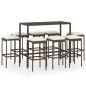 vidaXL Set de bar de jardín 9 piezas ratán sintético marrón vidaXL Set de bar de jardín 9 piezas ratán sintético marrón