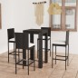 vidaXL Set muebles bar jardín 5 piezas y cojines ratán sintético negro vidaXL Set muebles bar jardín 5 piezas y cojines ratán sintético negro