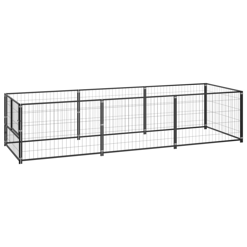 vidaXL Perrera acero 3 m² negra vidaXL Perrera acero 3 m² negra
