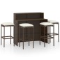 vidaXL Juego de muebles de bar para jardín 5 piezas y cojines marrón vidaXL Juego de muebles de bar para jardín 5 piezas y cojines marrón