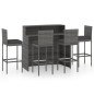 vidaXL Juego de muebles de bar de jardín de 5 piezas y cojines gris vidaXL Juego de muebles de bar de jardín de 5 piezas y cojines gris