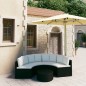 vidaXL Set de sofás de jardín 5 piezas y cojines ratán sintético negro vidaXL Set de sofás de jardín 5 piezas y cojines ratán sintético negro